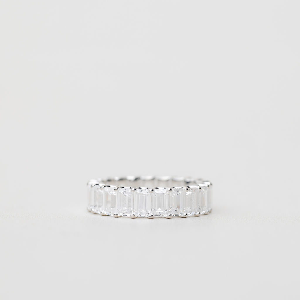 Emerald cut diamond wedding or eternity ring
