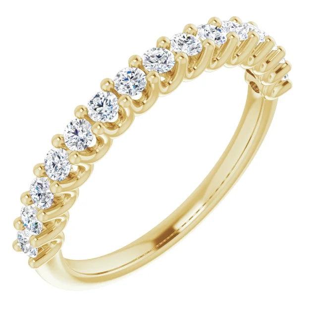 Yellow gold diamond wedding ring claw set