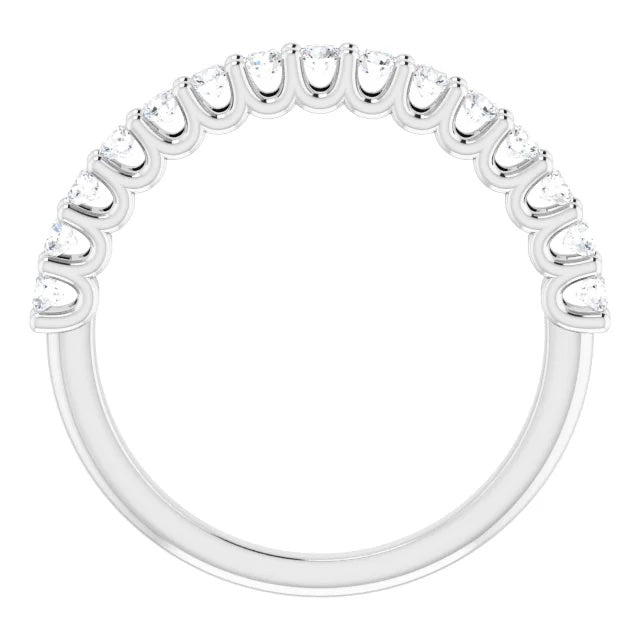 U prong set white gold diamond ring