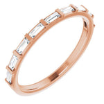 eternity ring with baguette cut diamonds rose gold 