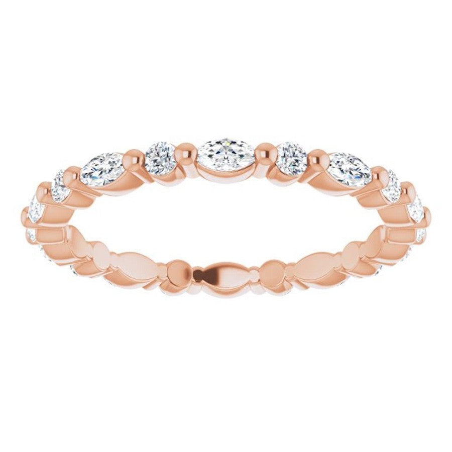 rose gold diamond ring with marquise diamonds and round diamonds