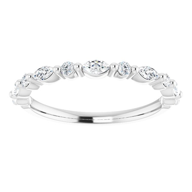 white gold diamond ring with marquise diamonds and round diamonds