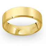 flat profile mens wedding ring with bevelled edges yellow  gold
