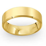 flat profile mens wedding ring with bevelled edges yellow  gold
