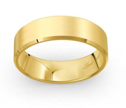 flat profile mens wedding ring with bevelled edges yellow  gold
