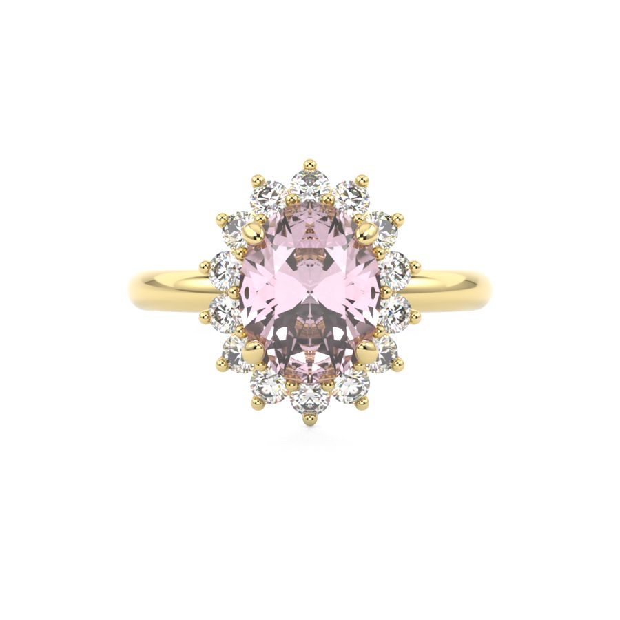 morganite engagement ring with diamond halo