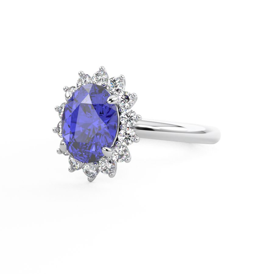 sapphire engagement ring with diamond halo