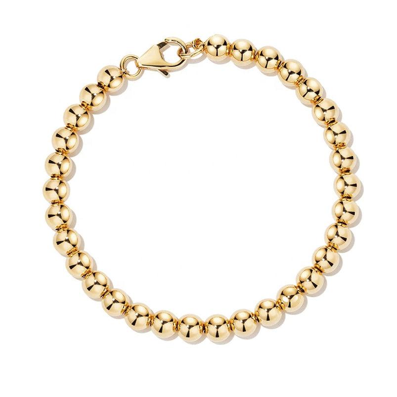Yellow gold bead ball bracelet
