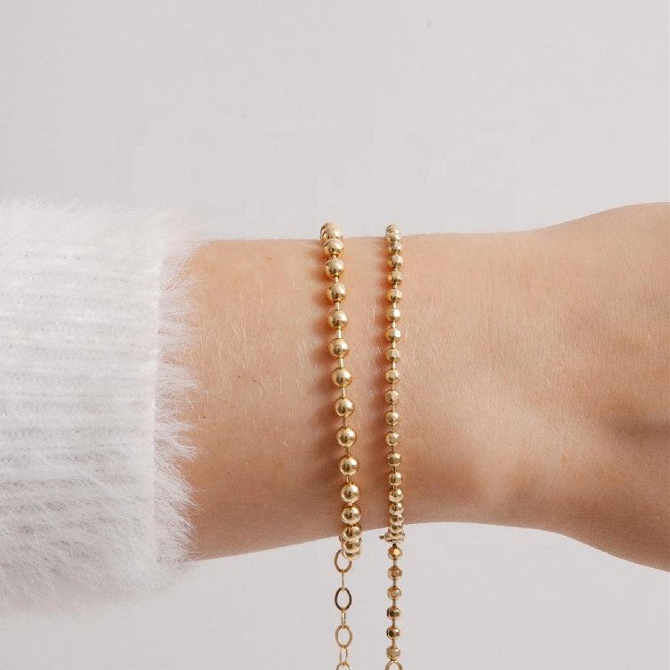 yellow gold bead ball bracelet