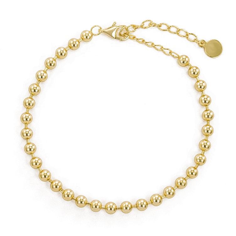 Yellow gold bead ball bracelet