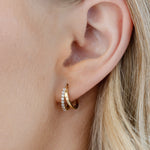 gold and diamond double hoop earrings 