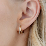 gold and diamond double hoop earrings 