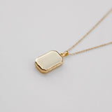 rectangular bevel gold locket on plain chain