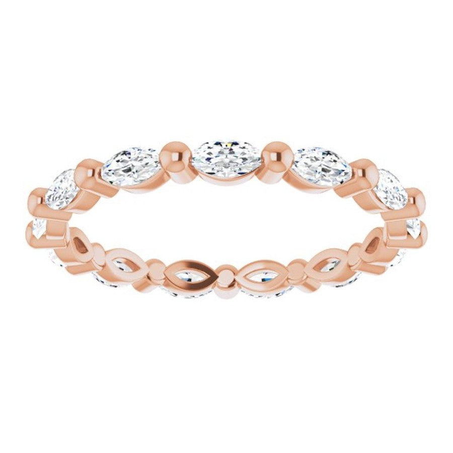 rose gold diamond wedding ring with marquise diamonds