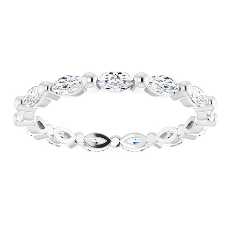 white gold diamond wedding ring with marquise diamonds