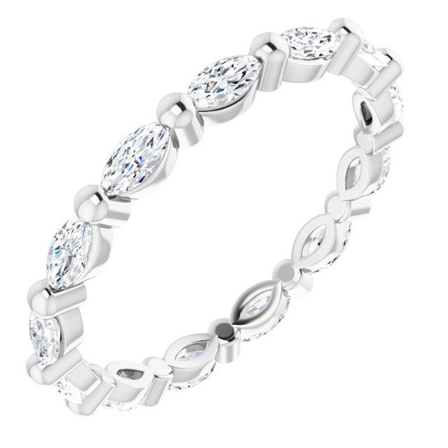 white gold diamond wedding ring with marquise diamonds