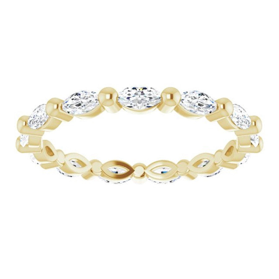 yellow gold diamond wedding ring with marquise diamonds