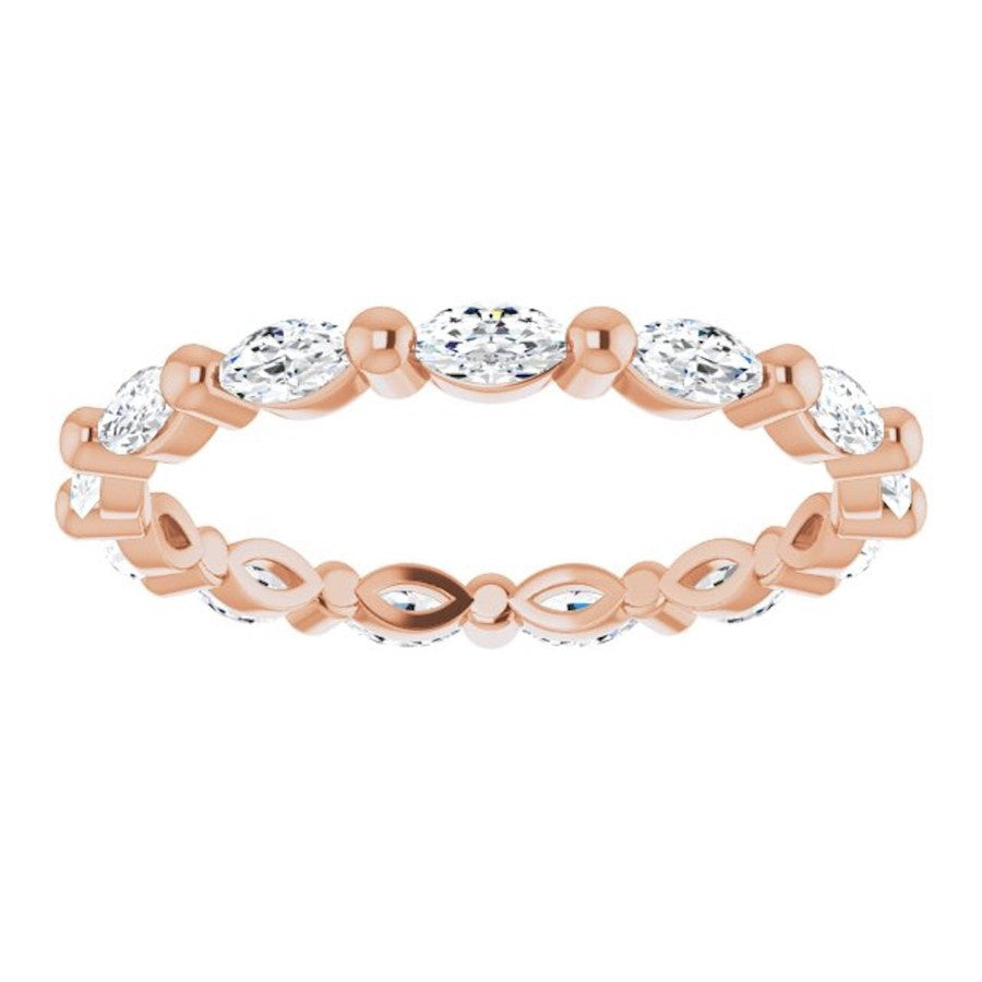 rose gold diamond wedding ring with marquise diamonds