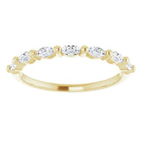 yellow gold diamond eternity ring with marquise diamonds