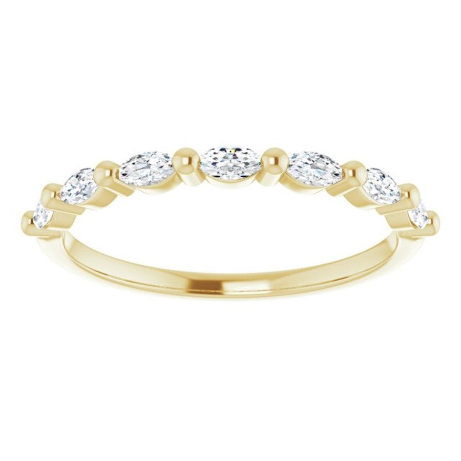 yellow gold diamond eternity ring with marquise diamonds