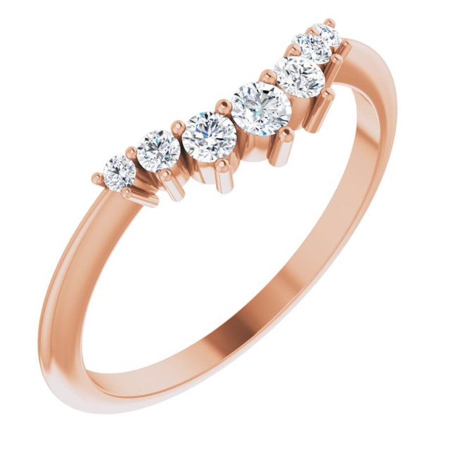 rose gold graduated crown ring with round diamonds