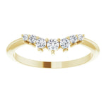 yellow gold graduated crown ring with round diamonds