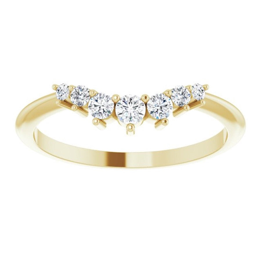 yellow gold graduated crown ring with round diamonds