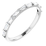 half set Baguette cut diamond eternity ring  in white gold 