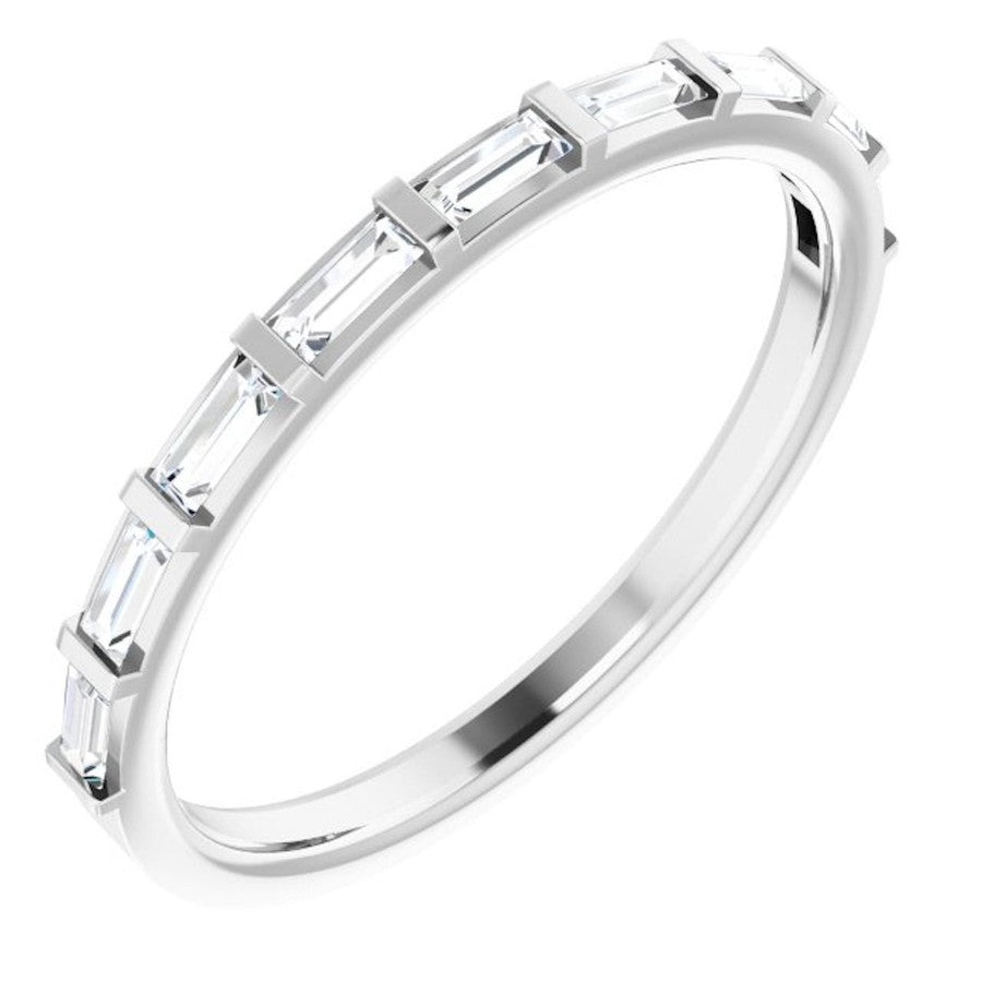 half set Baguette cut diamond eternity ring  in white gold 
