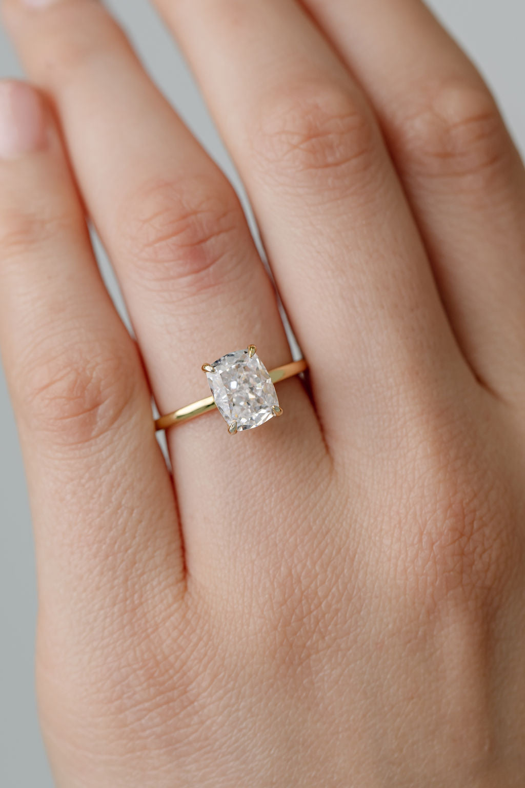 Elongated Cushion Cut Solitaire Engagement Ring