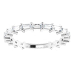 white gold diamond eternity ring with baguette diamonds