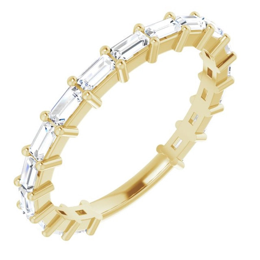 yellow gold diamond wedding ring with baguette diamonds