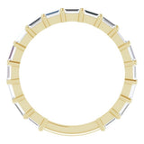 yellow gold wedding eternity ring with baguette diamonds