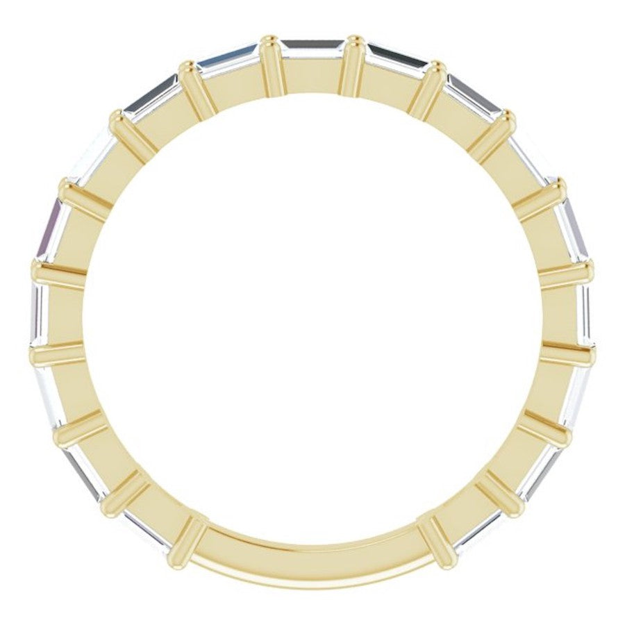 yellow gold wedding eternity ring with baguette diamonds