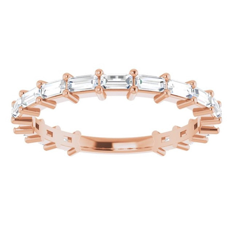 rose gold diamond wedding ring with baguette diamonds