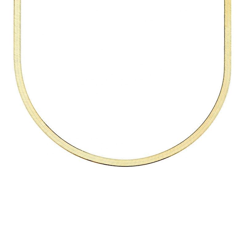 herringbone necklace yellow gold plated
