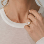 hexagonal cut diamond solitaire engagement ring
