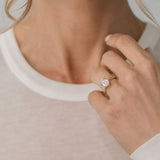 hexagonal cut diamond solitaire engagement ring
