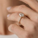 hexagonal cut diamond solitaire engagement ring