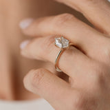 hexagonal cut diamond solitaire engagement ring