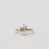 hexagonal diamond solitaire engagement ring