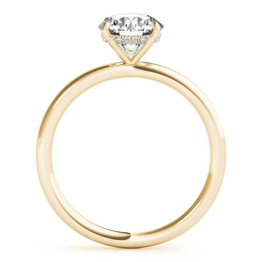 yellow gold hidden halo solitaire moissanite engagement ring