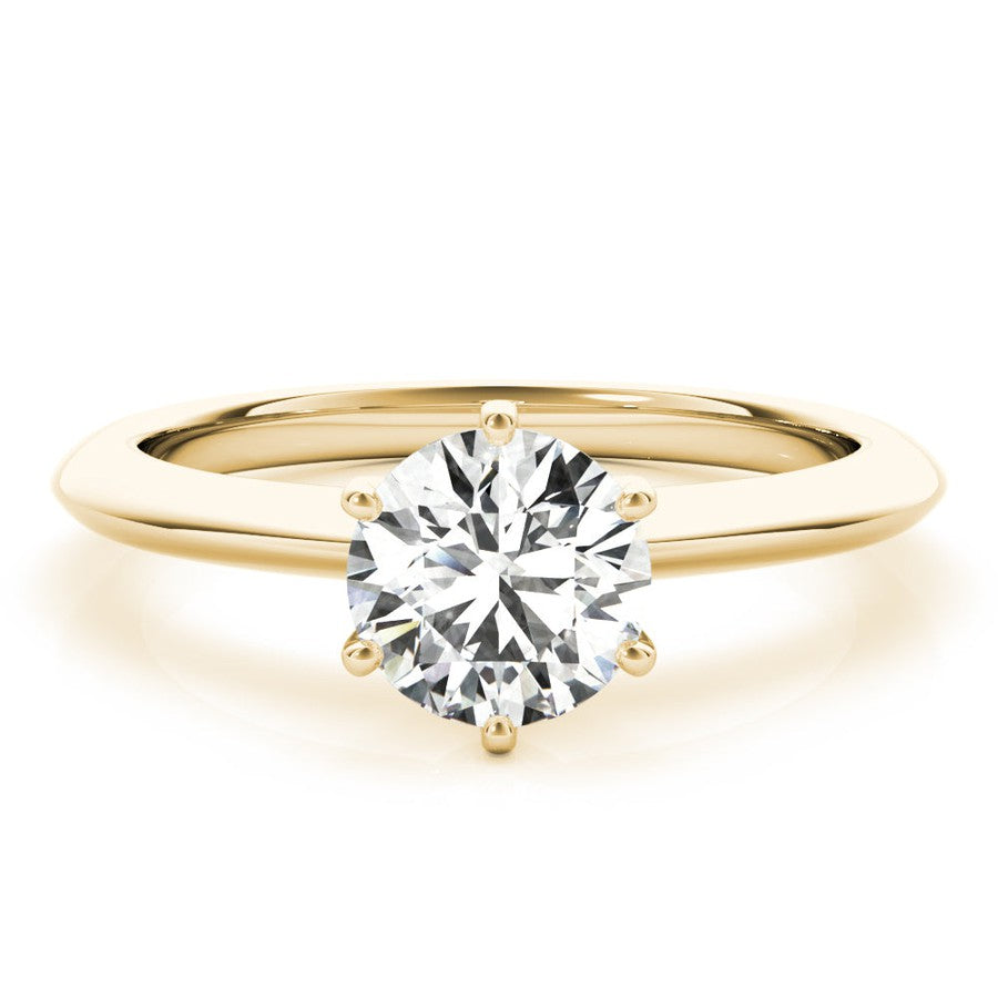 yellow gold knife edge solitaire moissanite engagement ring