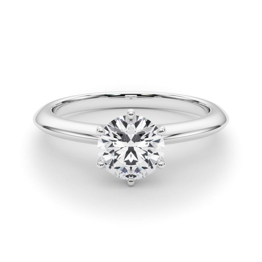 white gold knife edge solitaire moissanite engagement ring