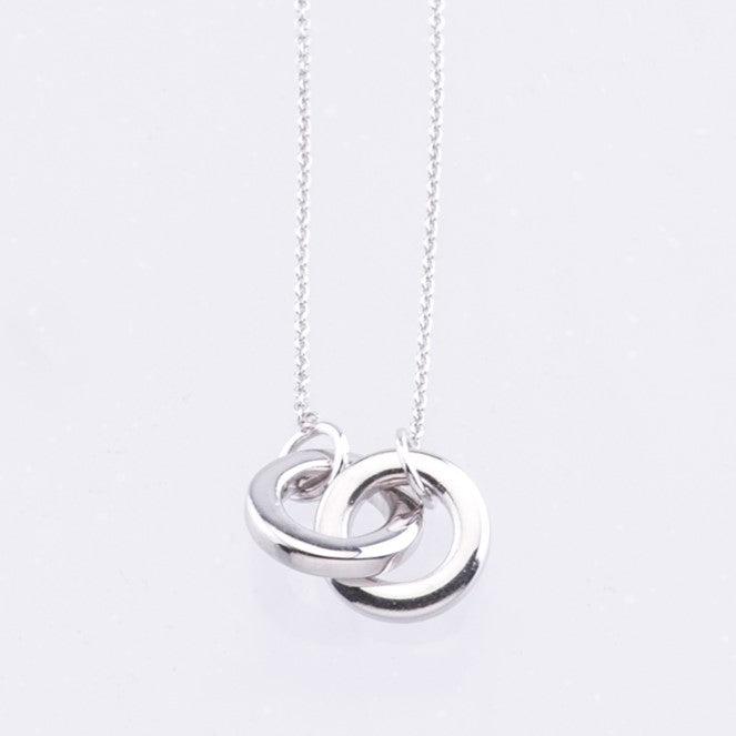 white gold interlocking rings necklace