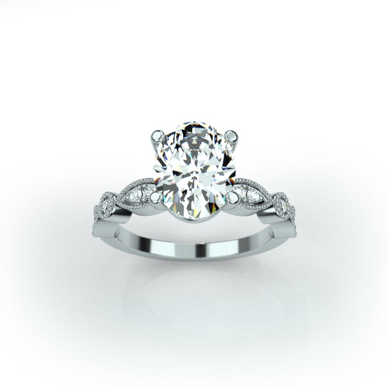 Ivy - Oval centre stone on a vintage style diamond band