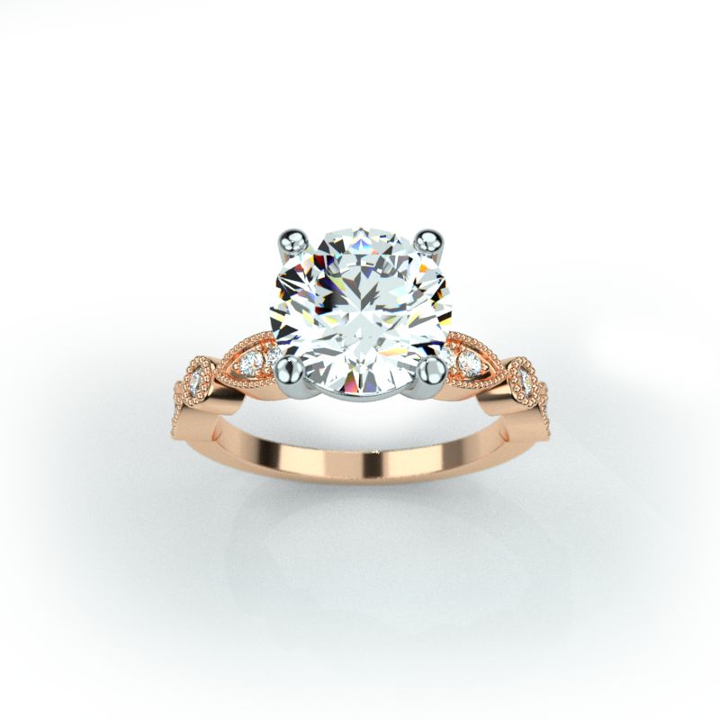 rose gold vintage band moissanite engagement ring