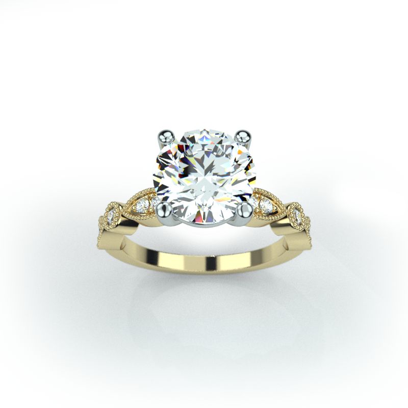 yellow gold vintage band moissanite engagement ring