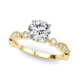 Ivy - Round Brilliant Centre set on a vintage style diamond band