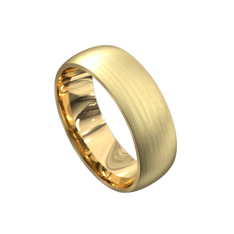 brushed yellow gold mens wedding ring